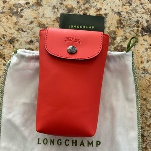 Longchamp phone pouch orange leather